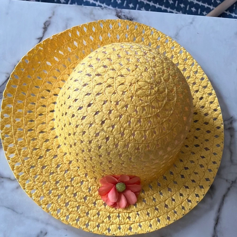 Yellow Woven Hat and Bag‎ Set with Duck Plush 🐣🧡